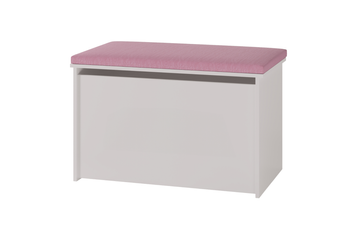 Skrzynia na zabawki DARIA - Biała, panel różowy
