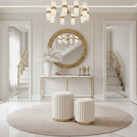 Zestaw 2 puf MIRELLA - Kremowy 