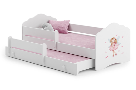 Łóżko podwójne FALA II 160x80 - Dziewczynka ze skrzydełkami