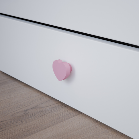 Łóżko dziecięce EMMA 180x80 barierka szuflada uchwyty serduszka - Biały / Różowy