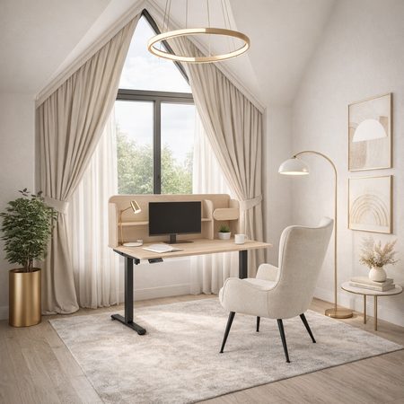 Biurko elektryczne ELISS 6 z nadstawką 120x65 cm - Brzoza / Czarne