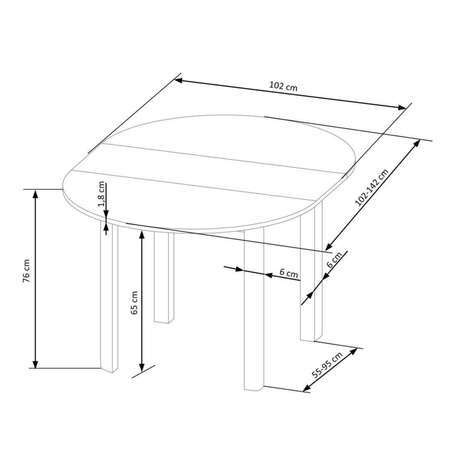 Stół okrągły RAMES 102 cm - KASZMIR