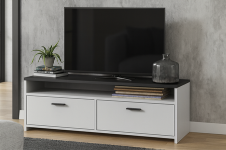 Szafka RTV MILAN 100 cm - Biały / Czarny