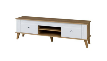 Szafka RTV SANI 164 cm - kolor Dąb grand / biały połysk