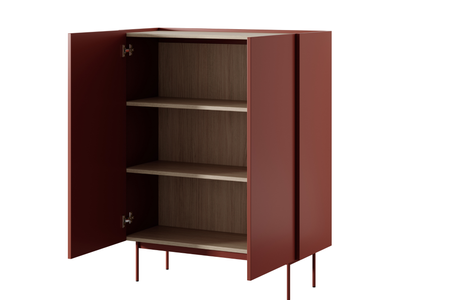 Komoda COLETTE 97 cm - Ceramiczny Czerwony / Dąb Linea