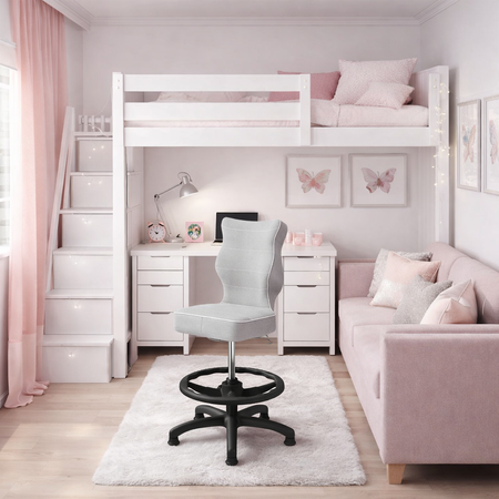 Krzesło dziecięce ergonomiczne LUMI 3 - Szare/ Noga Czarna