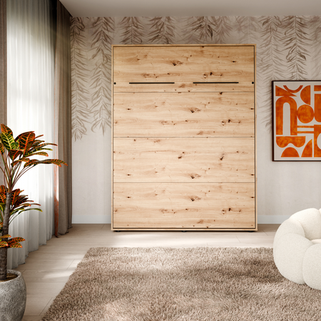 Półkotapczan pionowy rozkładany VERTO 160x200 składany w szafę - Dąb Artisan