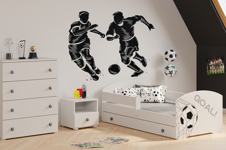 Łóżko pojedyncze LUK 160x80 z barierką i szufladą - Piłka nożna GOAL