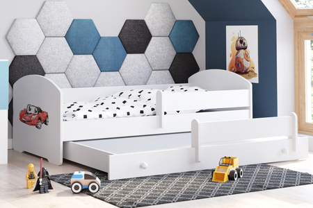 Łóżko dziecięce podwójne wysuwane LUK II 160x80 - Auto