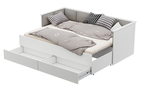 Łóżko podwójne HELIOS 160x200 - Białe, panele szare