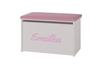 Skrzynia na zabawki DARIA - Biała z nadrukiem, panel różowy