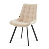 Zestaw 4 krzeseł ROXY tapicerowanych welurowych pikowanych - kolor Kremowy, nogi Czarne