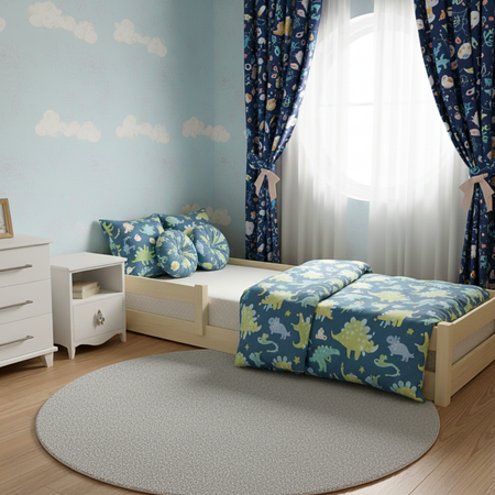 Łóżko podłogowe niskie LILI 160x80 cm - Naturalne Drewno