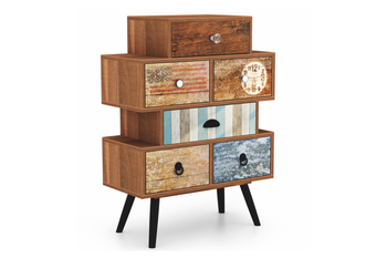 Komoda NEXT z szufladami skandynawska, boho, loft, nogi metalowe - Dąb Wotan / Wielobarwny