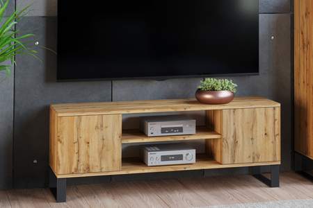 Szafka RTV FOCUS 155 cm loft, nogi metalowe - Dąb Craft