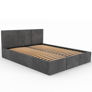 Łóżko podwójne tapicerowane VALENTINO 140x200 pojemnik na pościel - Grafitowy