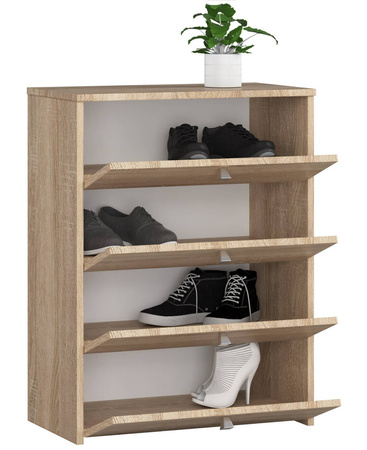 Szafka na buty 4 uchylne drzwiczki 66 cm - Dąb Sonoma