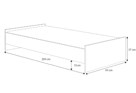 Łóżko młodzieżowe Karo 200x90 dąb sonoma