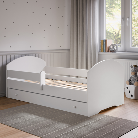 Łóżko dziecięce LUK 180x80 barierka szuflada - Biały
