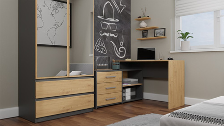 Biurko narożne DYLAN komputerowe - Dąb Artisan / Antracyt