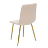 Krzesło NEL tapicerowane welurowe pikowane - kolor Kremowy, nogi Złote