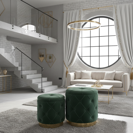 Zestaw 2 puf ELEY - Zielony