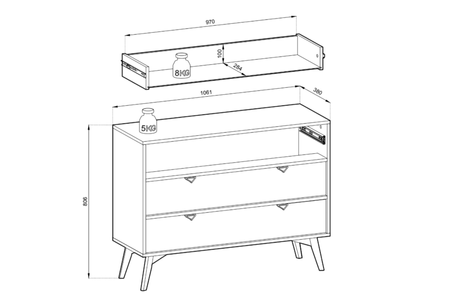 Komoda VINORA 106 cm - Beż Piaskowy