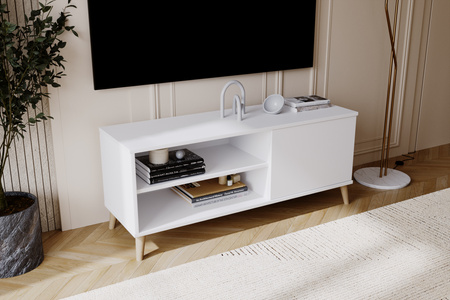 Szafka RTV VIVA 110 cm nogi drewniane - Biały