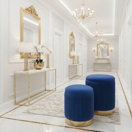 Zestaw 2 puf MARINE - Granatowy