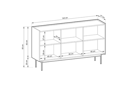 Komoda COLETTE 144 cm - Kaszmir / Dąb Linea