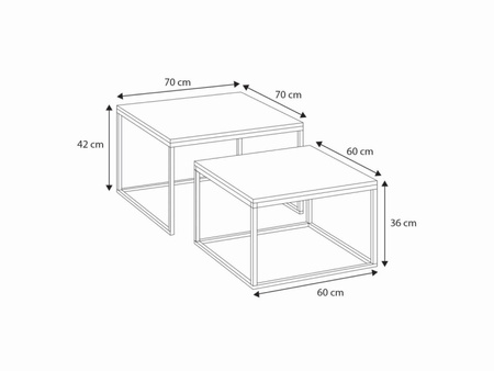 Stolik kawowy 2w1 TWIN loft metalowy - czarny