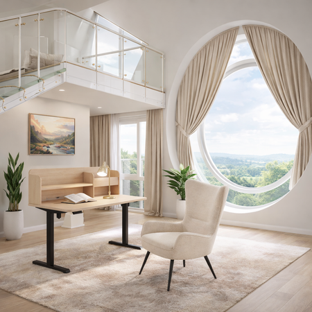 Biurko elektryczne ELISS 6 z nadstawką 100x65 cm - Brzoza / Czarne