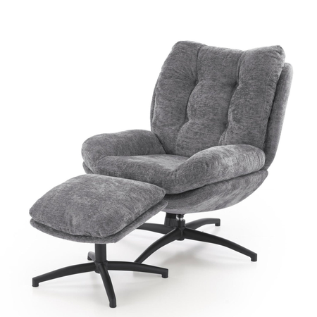 Fotel AMARO z podnóżkiem funkcja kołyski - Szary