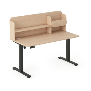 Biurko elektryczne ELISS 6 z nadstawką 100x65 cm - Brzoza / Czarne