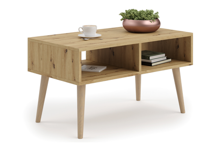 Stolik kawowy SANDI skandynawski nogi drewniane - Dąb Artisan