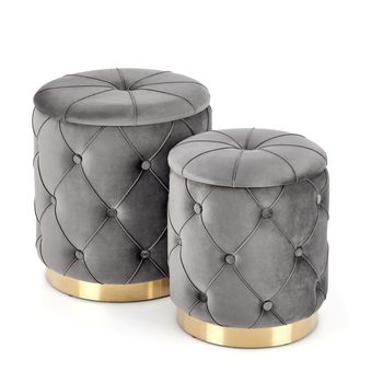 Zestaw 2 puf ELEY - Popielaty