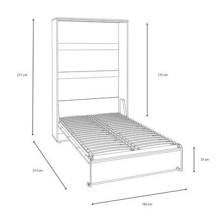 Półkotapczan pionowy rozkładany VERTO 160x200 składany w szafę - Kaszmir