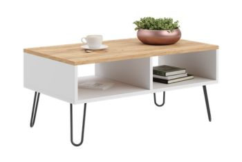 Stolik kawowy Sandi loft - dąb craft złoty - biały