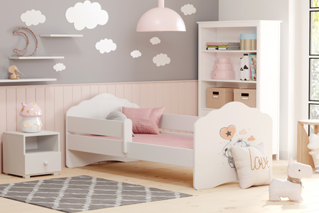 Łóżko dziecięce FALA 140x70 barierka grafika - Słonik