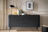 Komoda ZOYA 168 cm fronty ryflowane, nóżki metalowe loft - Czarny