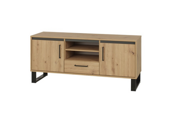 Szafka RTV NEWI 140 cm - kolor Dąb artisan / antracyt