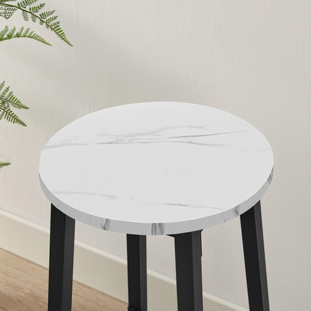 Taboret barowy NORDEN - Marmur / Nogi czarne