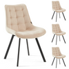 Zestaw 4 krzeseł ROXY tapicerowanych welurowych pikowanych - kolor Kremowy, nogi Czarne