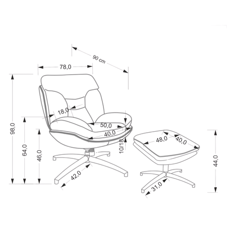 Fotel ALLERO z podnóżkiem - Beżowy