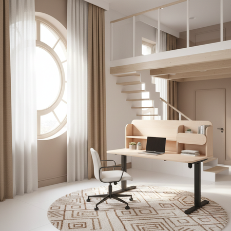 Biurko elektryczne ELISS 6 z nadstawką 100x65 cm - Brzoza / Czarne