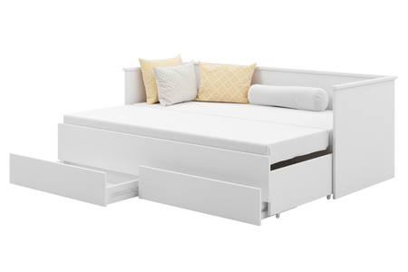 Łóżko podwójne HELIOS 160x200 - Białe, z materacem