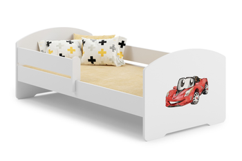 Łóżko dziecięce LUK 160x80 barierka grafika - Auto