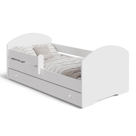 Łóżko dziecięce LUK 160x80 barierka szuflada - Biały