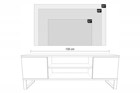 Szafka RTV FOCUS 135 cm loft, nogi metalowe, nadruk lamele - Dąb Craft