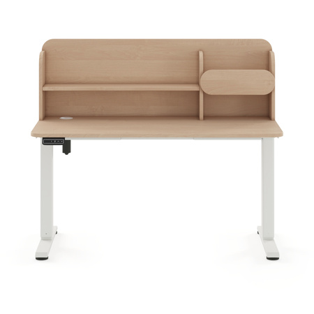 Biurko elektryczne ELISS 4 dziecięce 100x65 cm z nadstawką - Brzoza / Biały